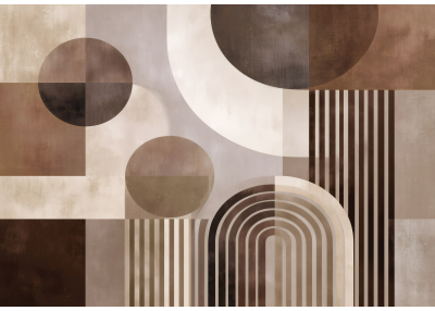 Фототапет Геометрична хармония в топли бежово-кафяви тонове